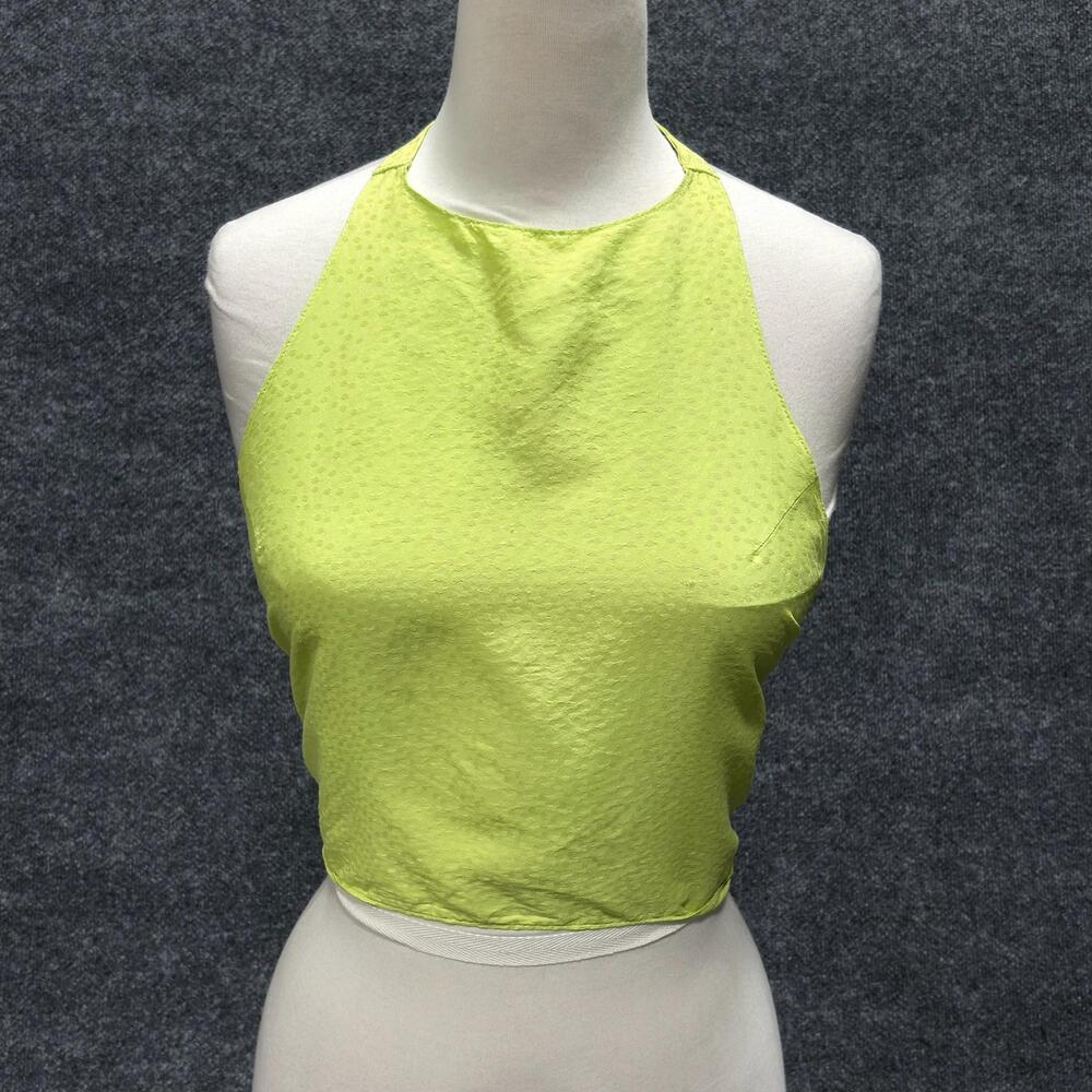 Esteban Cortazar Tank Top Womens XS Green Halter Backless Wrap Cropped Tie